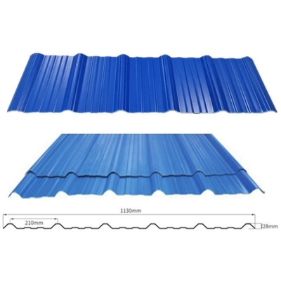 Plain Roof Tiles PVC Plastic Roof Sheet 1130mm Trapezoidal Wave Tile UPVC Roofing Sheet in Blue with Materials