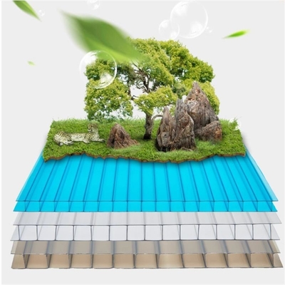Brown High Glossy Rain Protection Plastic Hollow Polycarbonate Sheets with Durable Material Thickness 4mm-40mm